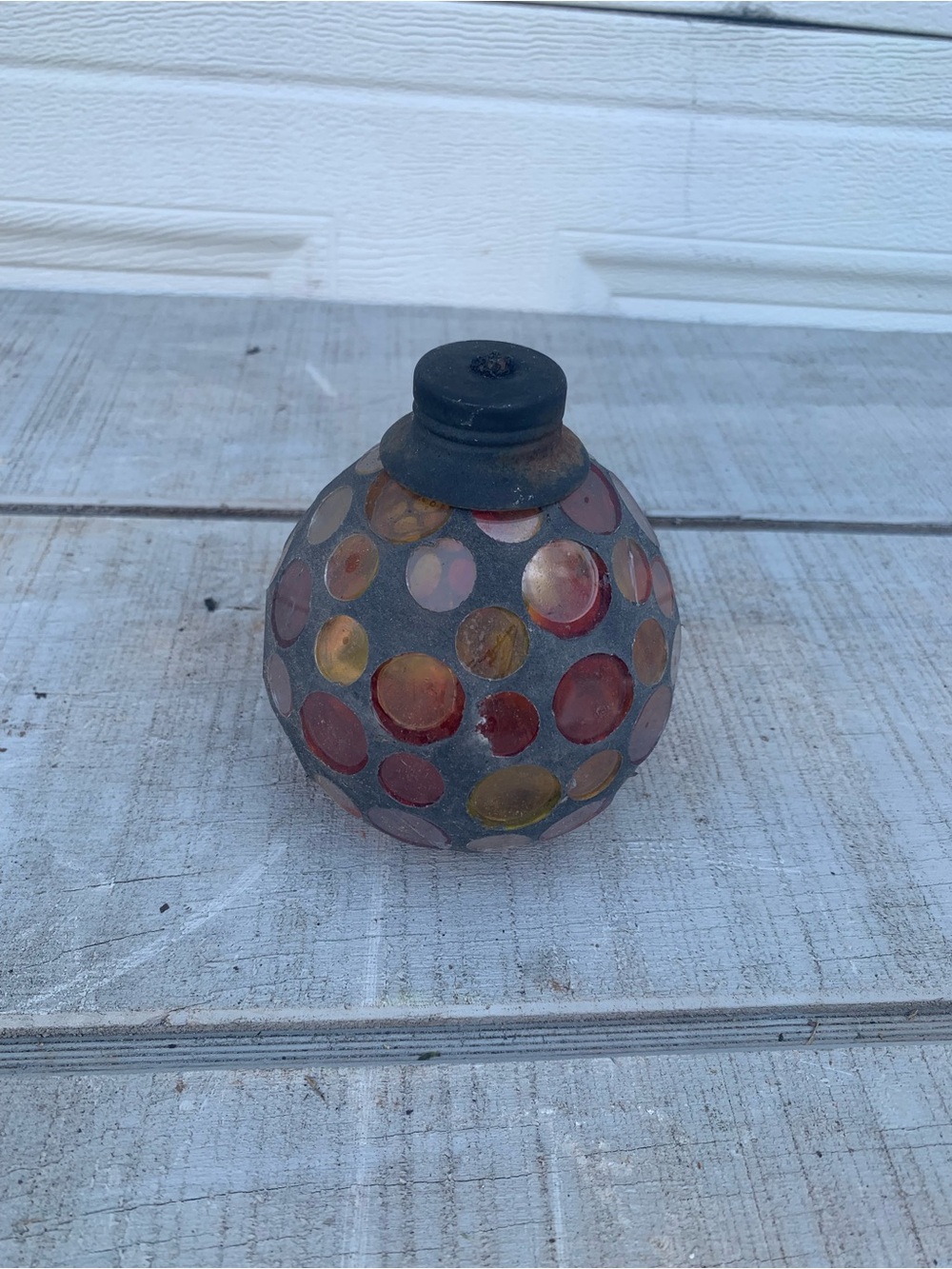 Vintage 5.5" Mosaic Glass Oil Lamp Globe Replacement Tabletop Tiki Torch Wick